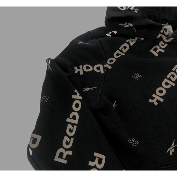 Reebok Men’s Hoodie Small All Over Print Black Streetwear Reecycled Sweatshirt - Picture 6 of 12